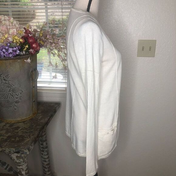 Toad & Co Soft Oatmeal Wool Blend Lagenlook, Light Academia Cardigan Sweater SzS - Picture 5 of 13